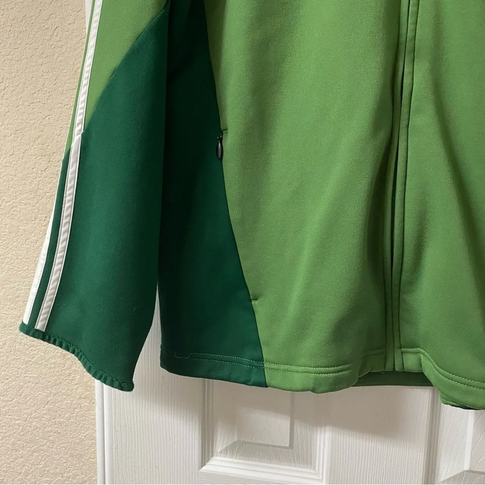 Vintage Y2K Adidas Medium Green & White Zip Up Climawarm Soccer Track Jacket - Picture 5 of 14